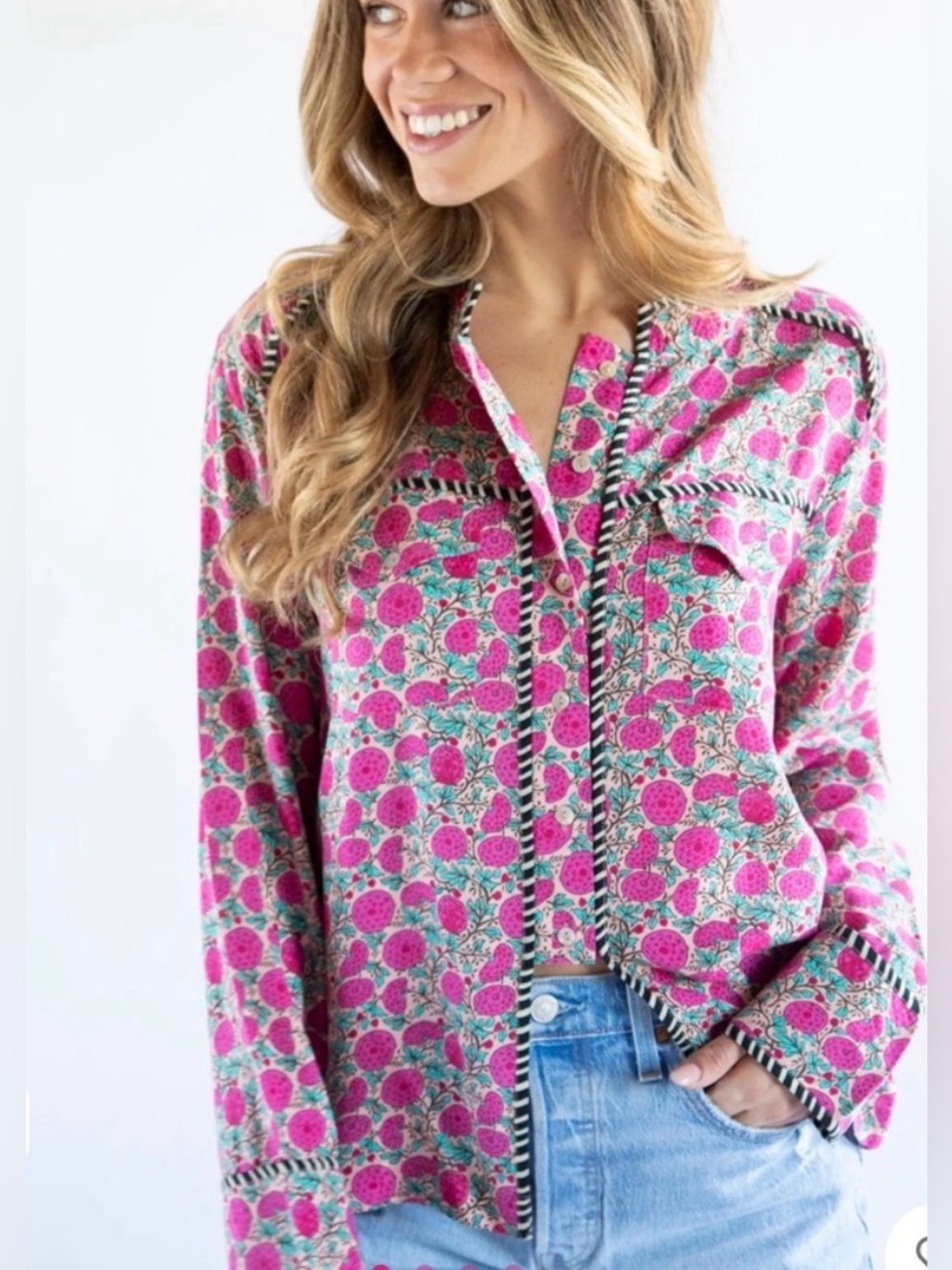 Natural Life Calypso Button Down Shirt | Pink | Small